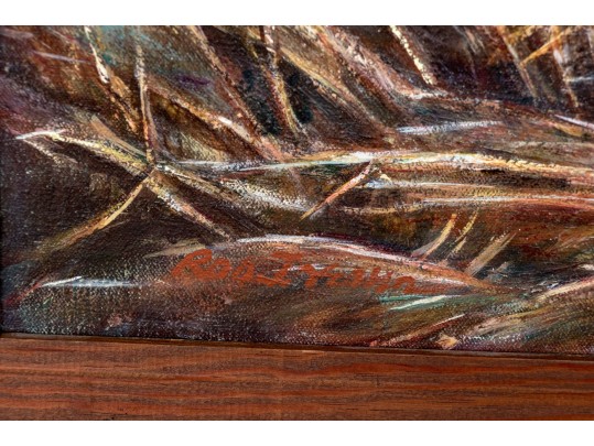 Signed Oil On Canvas, Beached Rowboat