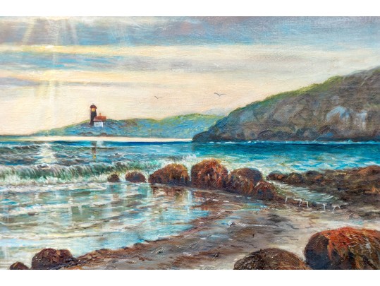 Oil On Canvas, Coastal Scene With Light House