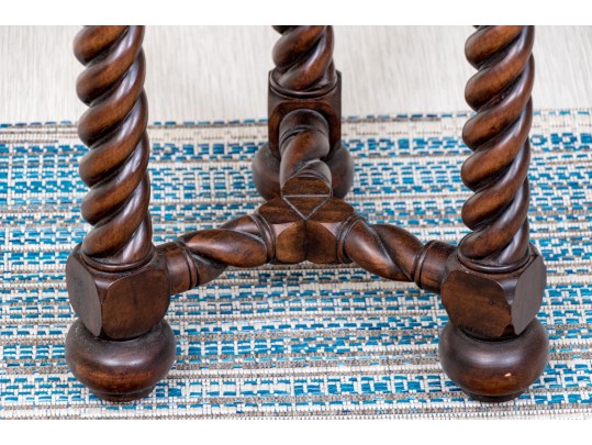 Fabulous Barley Twist Carved End Table