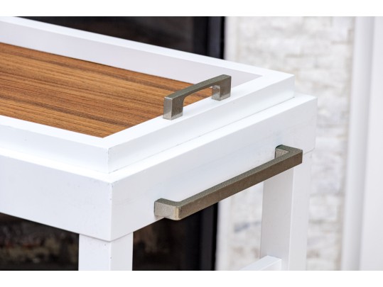 Contemporary Farmhouse Chic Tray Top Bar Cart