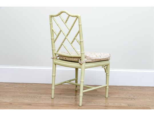 Fabulous Chinese Chippendale Style Faux Bamboo Painted Side Chair
