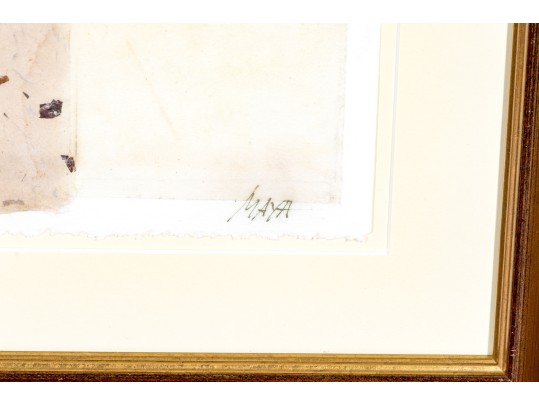 Maya Signed Mixed Media Collage On Paper