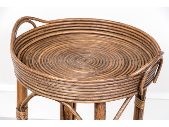 Bamboo And Rattan Two-Tier End Table