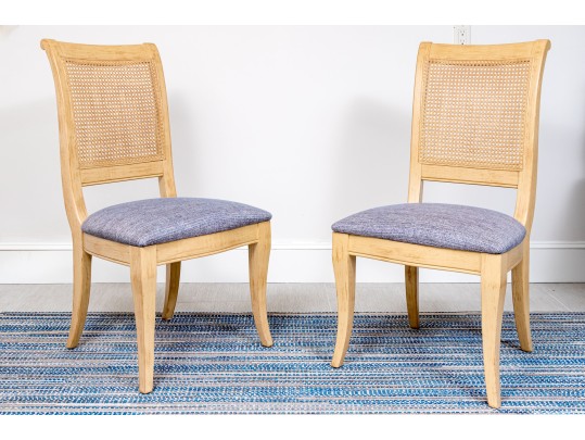 Pair Of Handsome Upholstered And Caned Accent Chairs