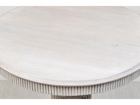 Handsomely Carved And Paint Finished Accent Pedestal Table