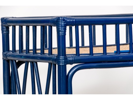 Awesome Bamboo And Cane Two Tiered Bar Cart On Casters