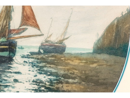 Work On Paper, Coastal Scene With Boats