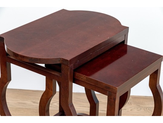 Mahogany Finished Set Of Two Nesting Tables