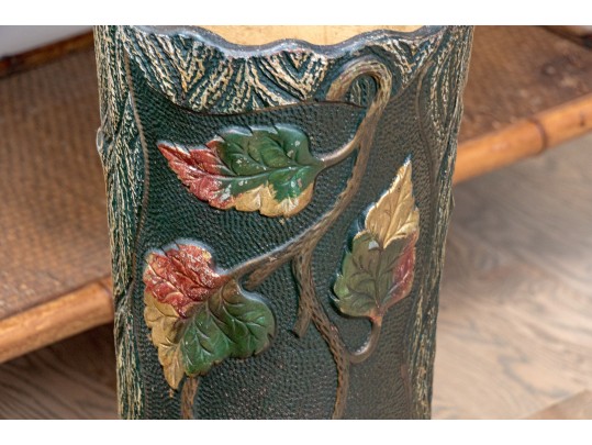 Vintage Faux Bois Ceramic Umbrella Stand