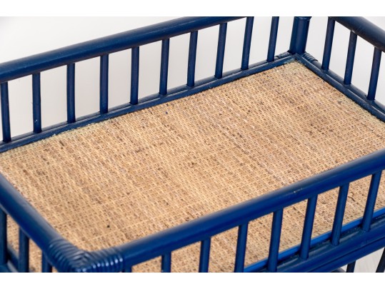 Awesome Bamboo And Cane Two Tiered Bar Cart On Casters