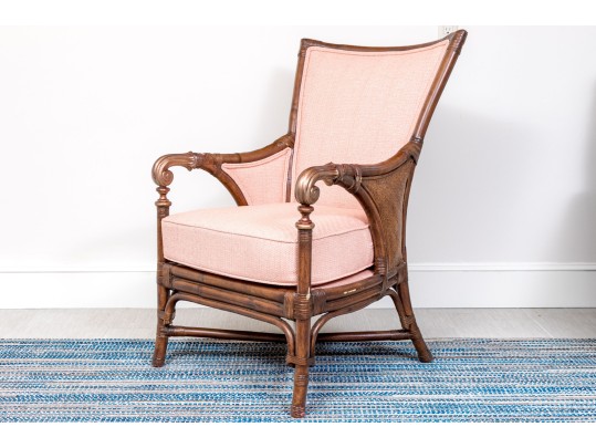 Bamboo And Rattan Custom Upholstered Armchair