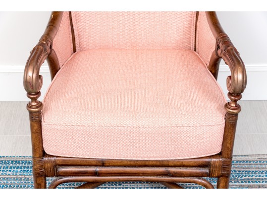 Bamboo And Rattan Custom Upholstered Armchair