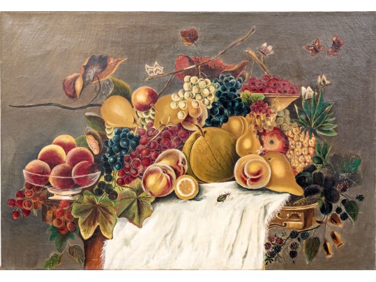 Oil On Canvas, Bountiful Still Life