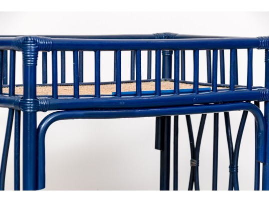 Awesome Bamboo And Cane Two Tiered Bar Cart On Casters