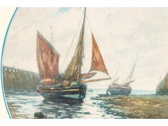 Work On Paper, Coastal Scene With Boats