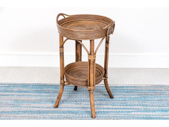 Bamboo And Rattan Two-Tier End Table