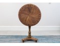 Quality Carved Wood And Willow Tilt Top Pedestal Table