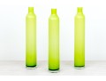 Suite Of Three Decorative Tall And Slender Green Glass Bottles / Vases