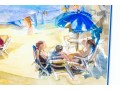 Christine Oberthür (French, B. 1939) Watercolor On Paper, People At The Beach