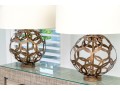 Pair Of Ornamental Burnt Gold Finished Openwork Table Lamps