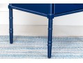 Chinoiserie Carved Faux Bamboo End Table In Admiral Blue