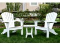 Classic Pair Of Seaside Casuals Adirondack Chairs With Accent Side Table