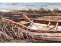 Signed Oil On Canvas, Beached Rowboat