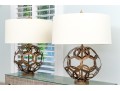 Pair Of Ornamental Burnt Gold Finished Openwork Table Lamps
