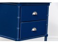 Chinoiserie Carved Faux Bamboo End Table In Admiral Blue