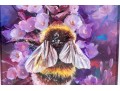 Inga Kranakina Signed Acrylic On Canvas, Bee With Flowers, 2019