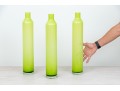 Suite Of Three Decorative Tall And Slender Green Glass Bottles / Vases