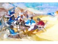 Christine Oberthür (French, B. 1939) Watercolor On Paper, People At The Beach