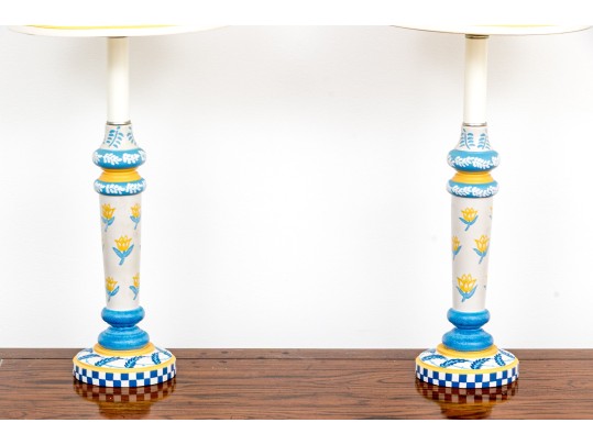 Pair Of Whimsical Lamps In The Style Of Mackenzie Childs