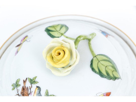 Hungarian Herend Rothschild Porcelain Lidded Bowl