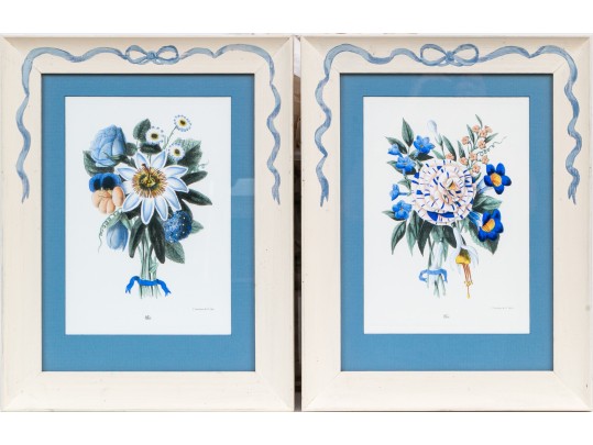 Set Of Two Hand-Colored Botanicals, 