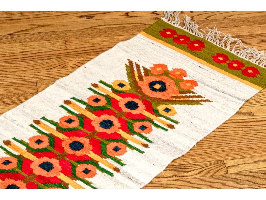Handmade Flatweave Scandinavian Folk Pattern Runner, 6'-2 1/2
