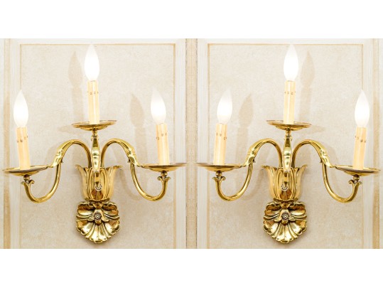 Pair Of Brass Wall Sconces