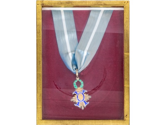 Al Merito Civil Medal On Sash Custom Framed