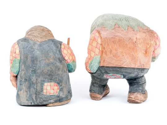 Anton Sveen (Norwegian, 1914-2009) Signed Pair Of Carved Wood Trolls