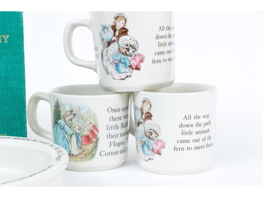 Wedgwood Bowl And Three Mugs With Seven Beatrix Potter Books
