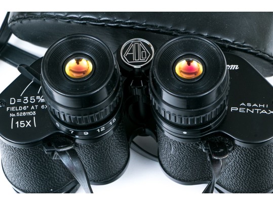 Asahi Pentax Zoom 15 X Binoculars With Case