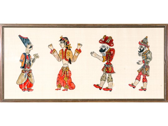 Framed Display Of Turkish Shadow Puppets