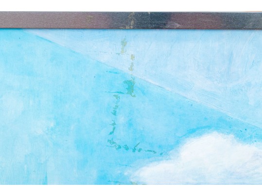Large Signed Painting On Canvas, Industrial Complex, 1976