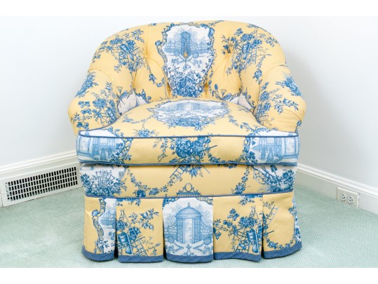 French Country Toile Upholstered Arm Chair