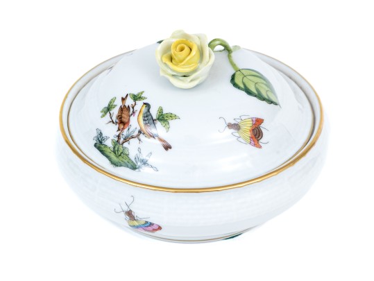 Hungarian Herend Rothschild Porcelain Lidded Bowl