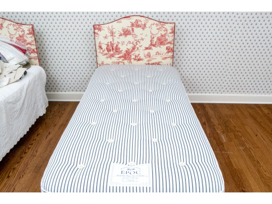 Twin Size Toile Upholstered Bed With EPOC 