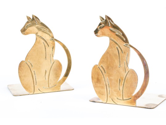 Pair Of Vintage The Bomel Collection Inc. Brass Cat Bookends