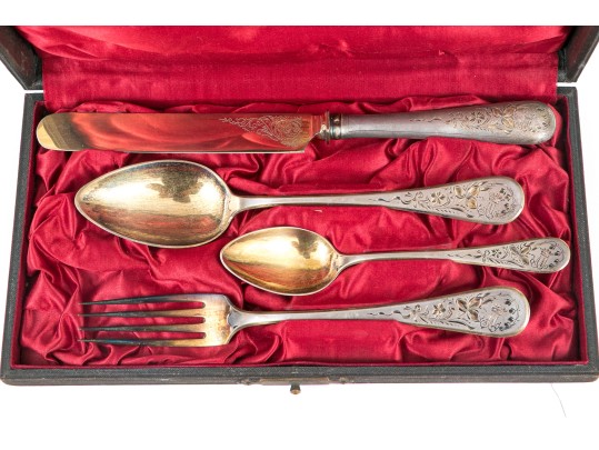 Continental 880 Silver Cutlery Set With Case, 2.685 Ozt. Weighable