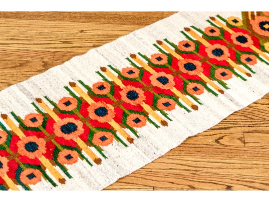 Handmade Flatweave Scandinavian Folk Pattern Runner, 6'-2 1/2