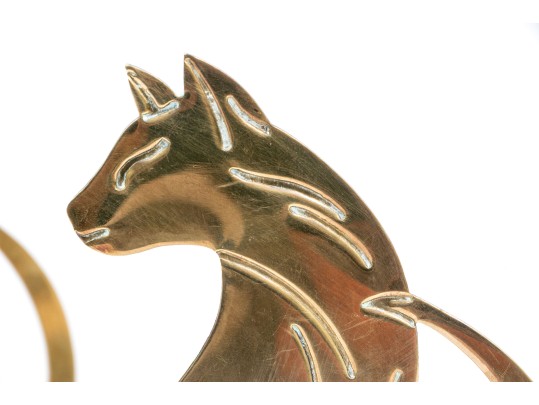 Pair Of Vintage The Bomel Collection Inc. Brass Cat Bookends